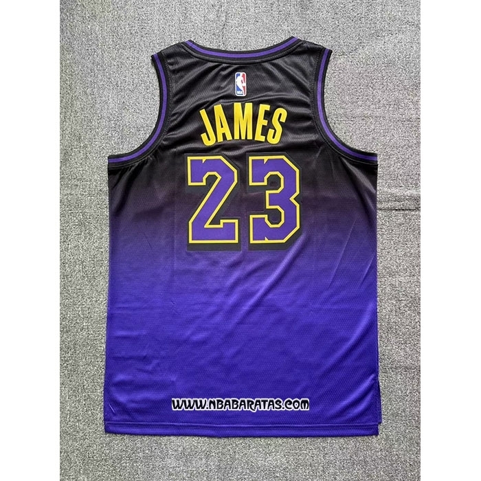 Camiseta Los Angeles Lakers LeBron James #23 Ciudad 2024-25 Violeta